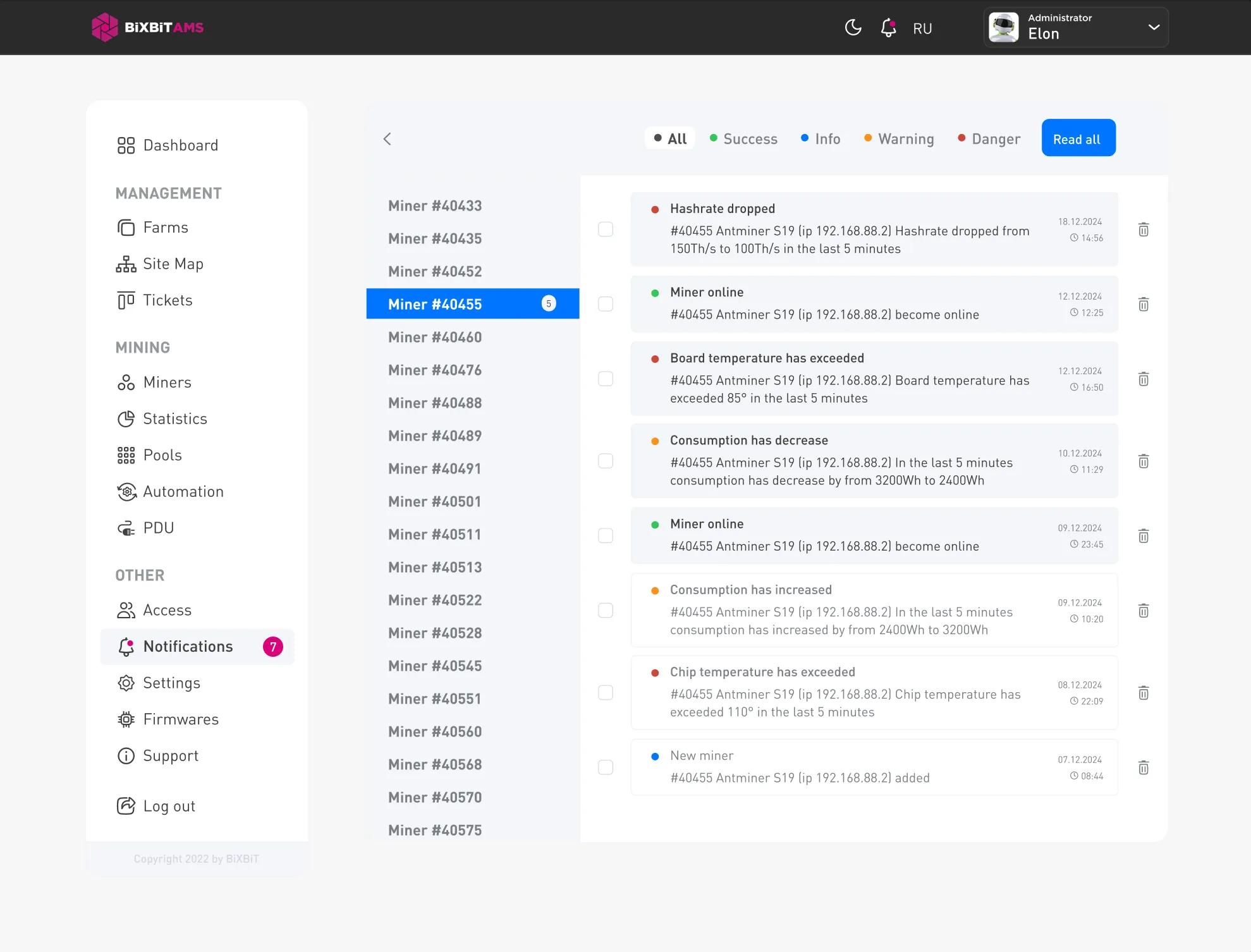 BiXBiT AMS notifications