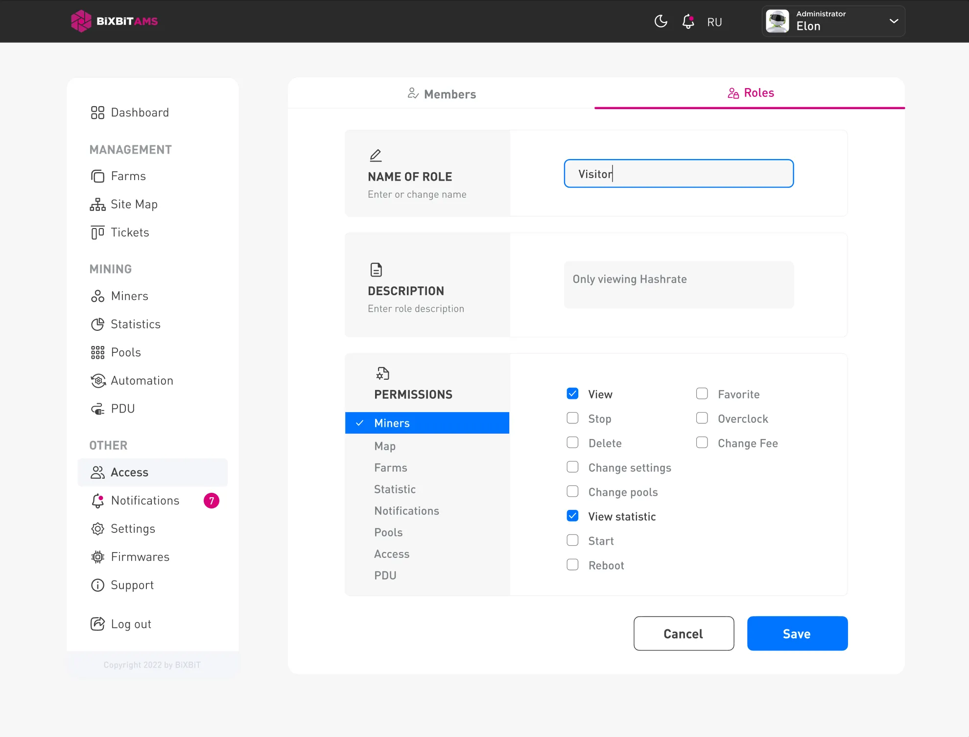 BiXBiT AMS team access